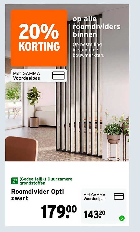 Roomdivider Opti zwart 20% korting op alle roomdividers binnen