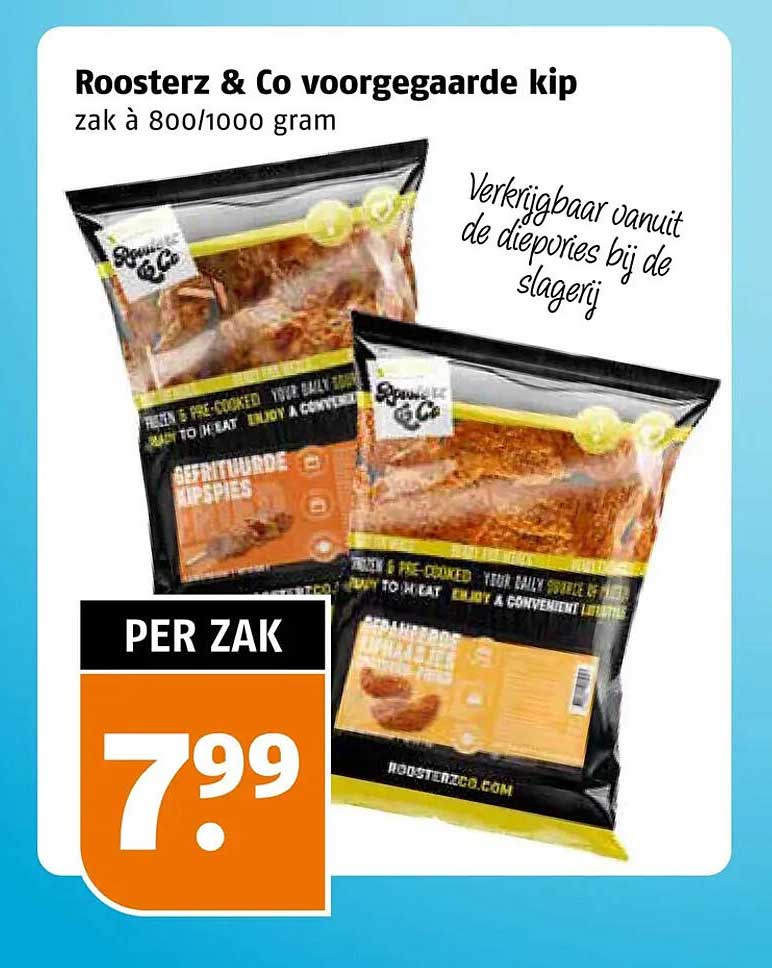 Roosterz & Co voorgegaarde kip zak à 800/1000 gram