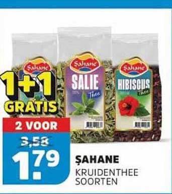 SAHANE KRUIDENTHEE SOORTEN 1+1 GRATIS