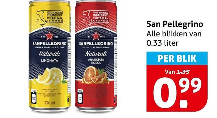San Pellegrino Alle blikken van 0.33 liter PER BLIK