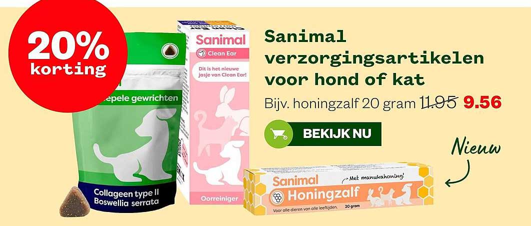 Sanimal verzorgingsartikelen voor hond of kat