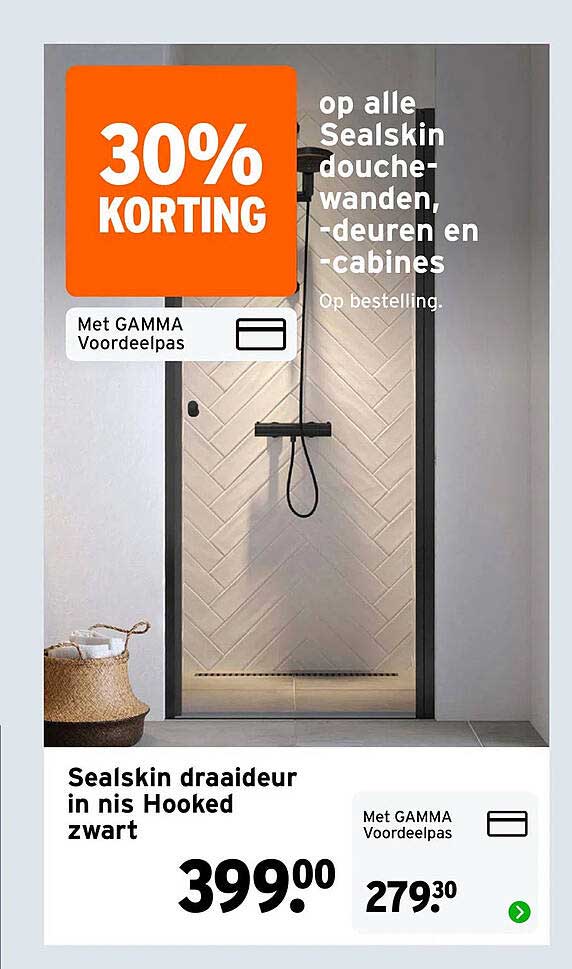 Sealskin draaideur in nis Hooked zwart 30% KORTING