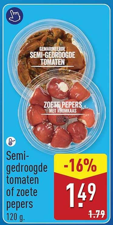 Semi-gedroogde tomaten of zoete pepers 120 g -16%
