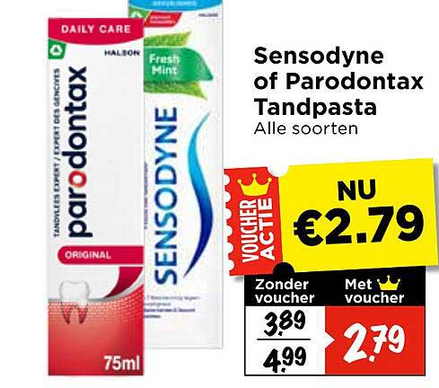 Sensodyne of Parodontax Tandpasta Alle soorten VOUCHER ACTIE