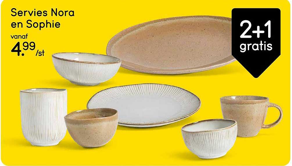 Servies Nora en Sophie 2+1 gratis
