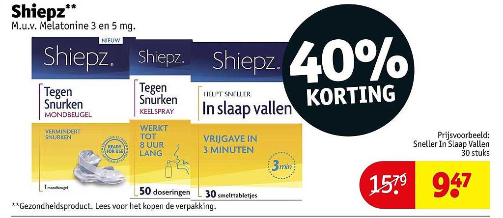 Shiepz** M.u.v. Melatonine 3 en 5 mg. 40% KORTING