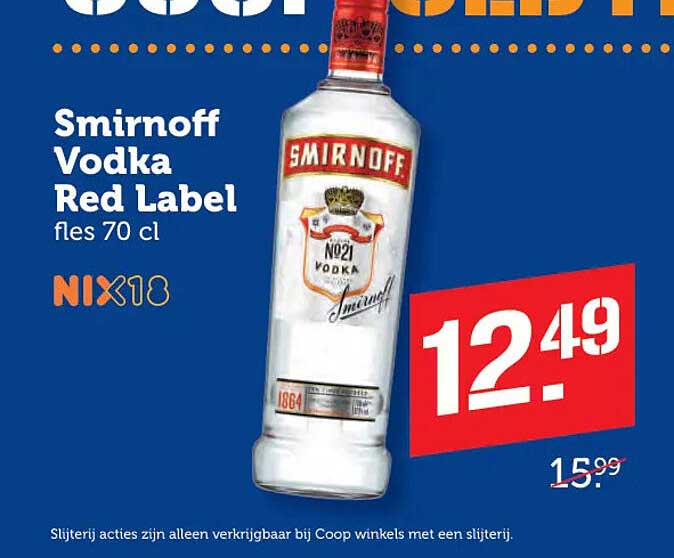 Smirnoff Vodka Red Label fles 70 cl NIX18