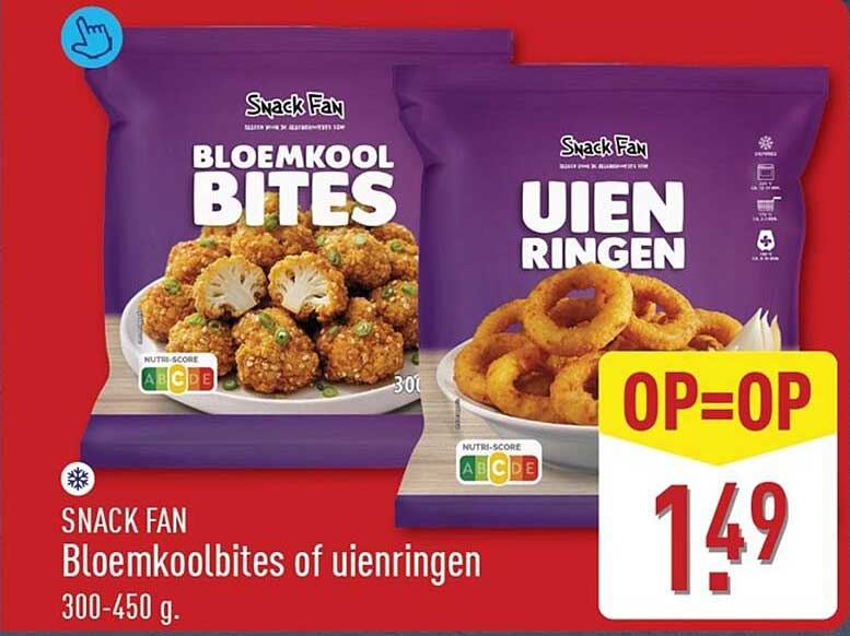 SNACK FAN Bloemkoolbites of uienringen 300-450 g OP=OP