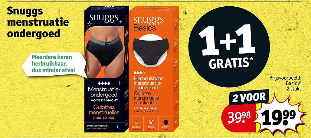 Snuggs menstruatie ondergoed 1+1 GRATIS*