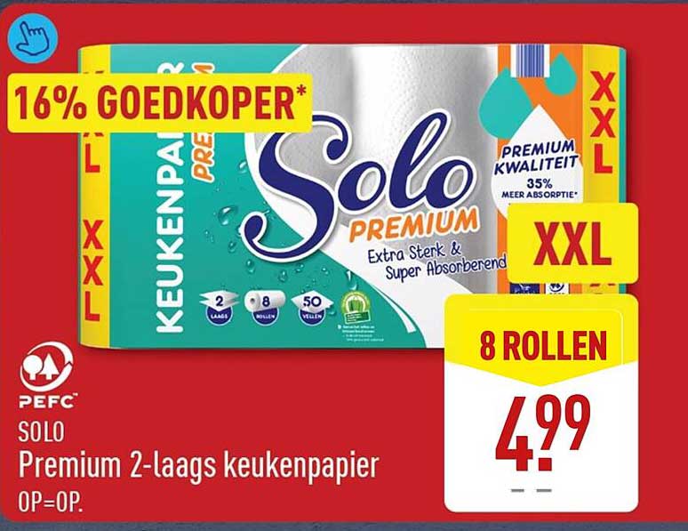Solo Premium 2-laags keukenpapier 8 rollen
