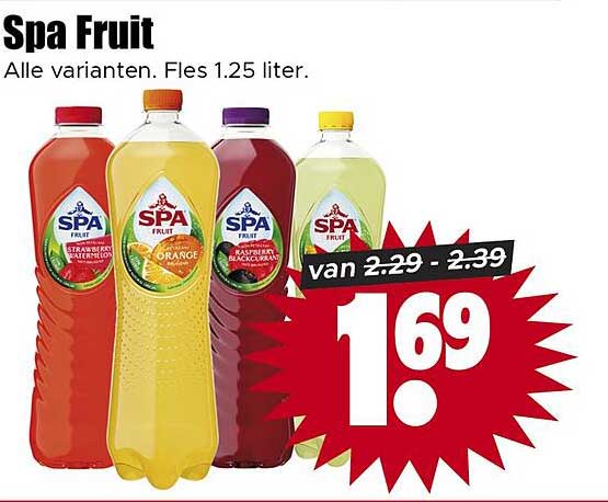 Spa Fruit Alle varianten. Fles 1.25 liter.