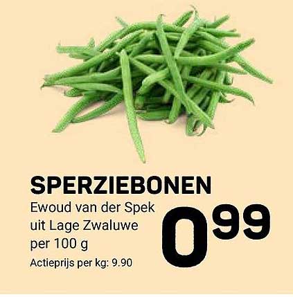 SPERZIEBONEN Ewoud van der Spek uit Lage Zwaluwe per 100 g