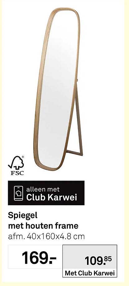 Spiegel met houten frame