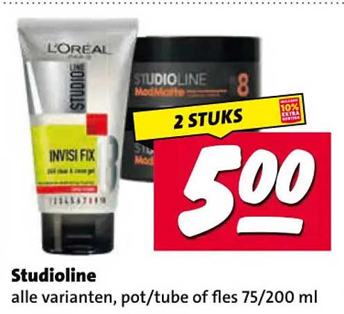 Studioline alle varianten, pot/tube of fles 75/200 ml 2 STUKS