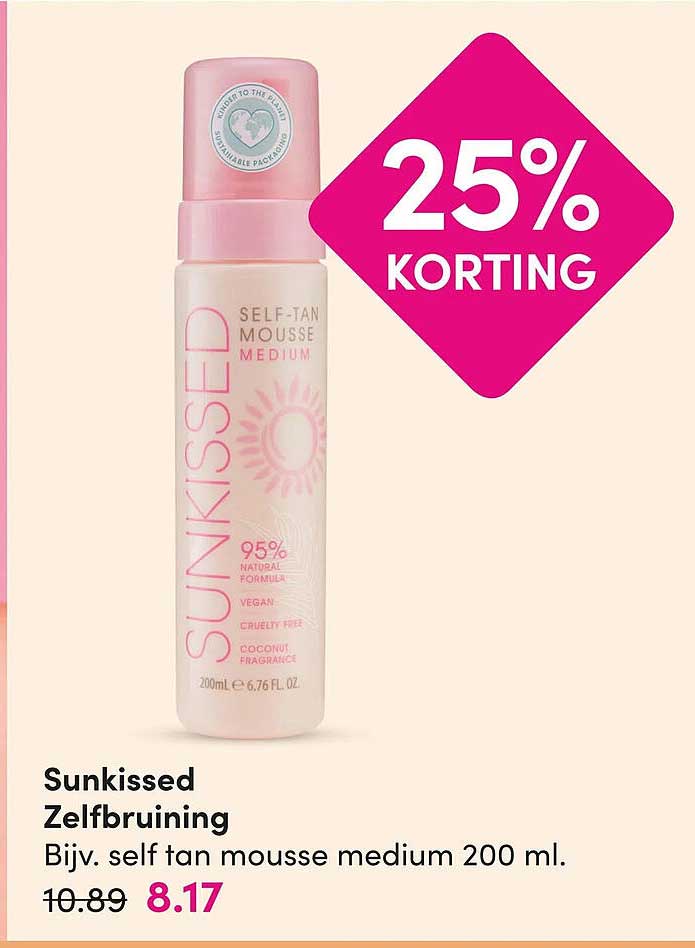 Sunkissed Zelfbruining Bijv. self tan mousse medium 200 ml. 25% KORTING