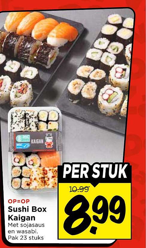 Sushi Box Kaigan Met sojasaus en wasabi. Pak 23 stuks PER STUK
