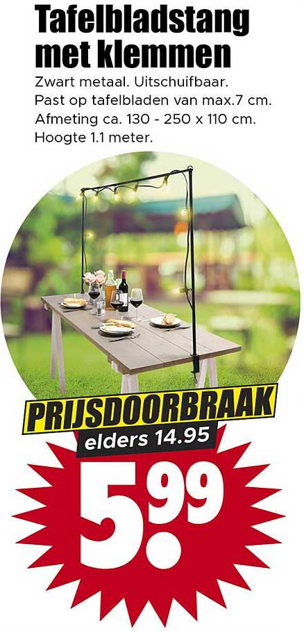 Tafelbladstang met klemmen