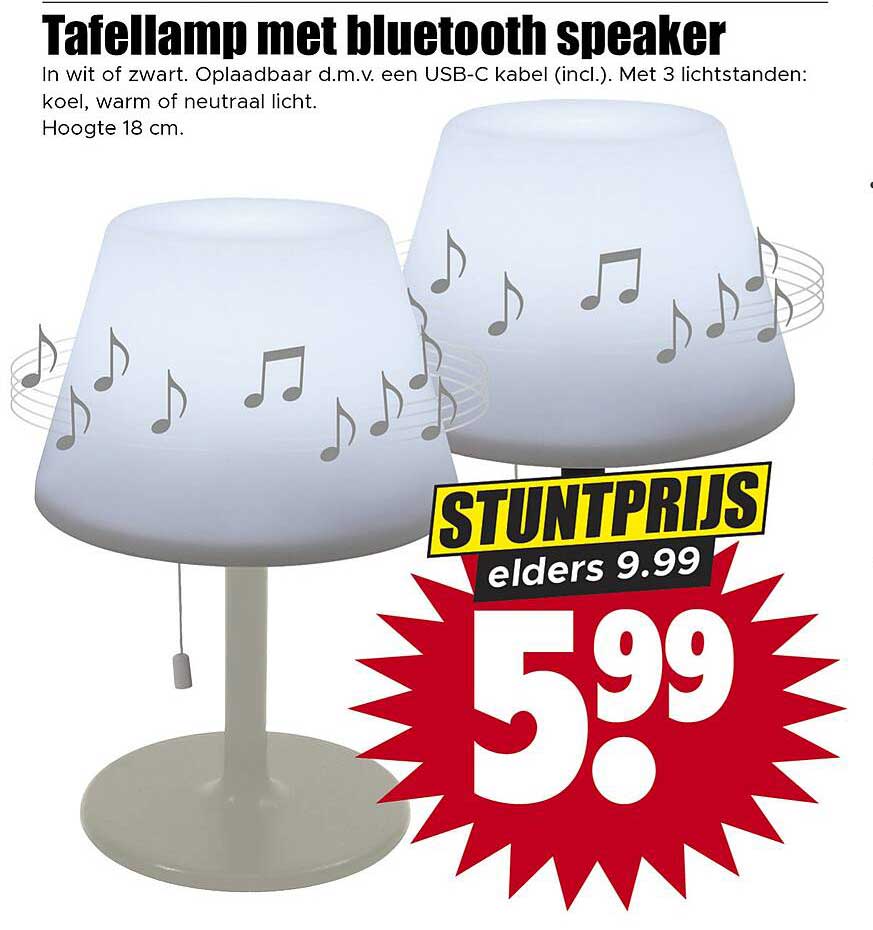 Tafellamp met bluetooth speaker