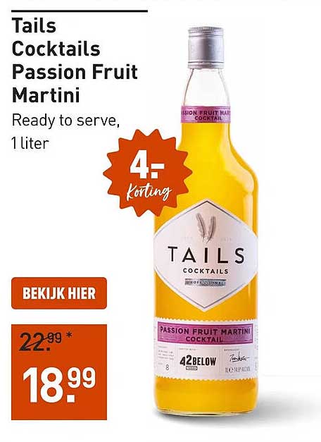Tails Cocktails Passion Fruit Martini Ready to serve, 1 liter