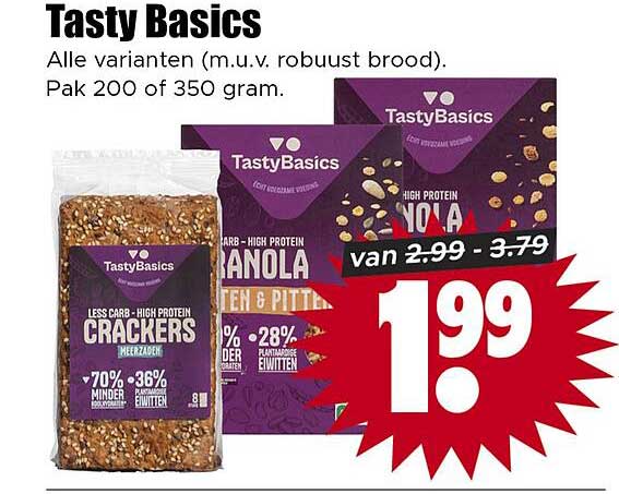 Tasty Basics Alle varianten (m.u.v. robuust brood). Pak 200 of 350 gram.