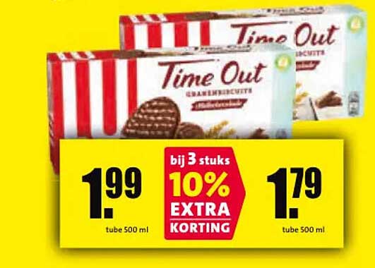 Time Out roomijsrepen 10% extra korting bij 3 stuks
