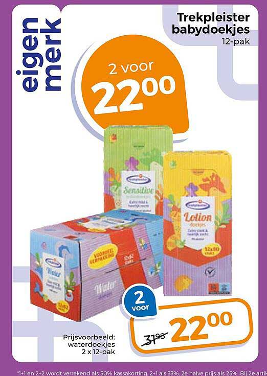 Trekpleister babydoekjes 12-pak 2 voor 22,00