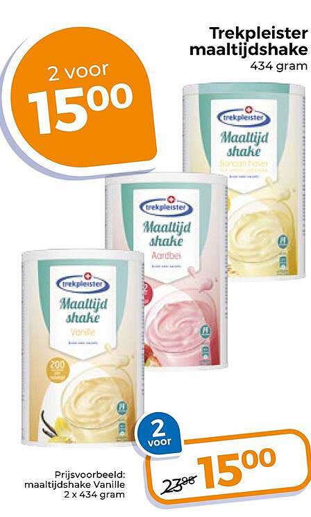 Trekpleister maaltijdshake 434 gram 2 voor 15,00