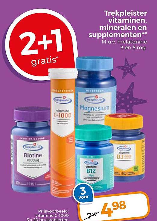 Trekpleister vitaminen, mineralen en supplementen** 2+1 gratis*