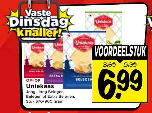 Uniekaas Jong, Jong Belegen, Belegen of Extra Belegen. Stuk 670-900 gram VOORDEELSTUK