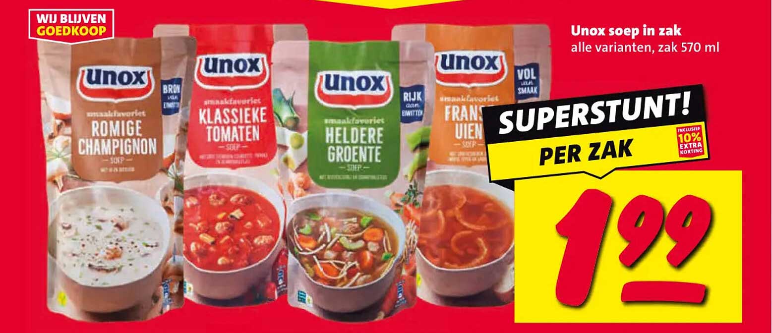 Unox soep in zak alle varianten, zak 570 ml SUPERSTUNT! PER ZAK
