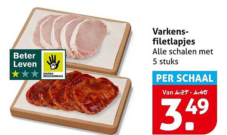 Varkens-filetlapjes Alle schalen met 5 stuks PER SCHAAL
