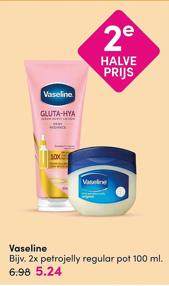 Vaseline Bijv. 2x petro jelly regular pot 100 ml. 2e halve prijs