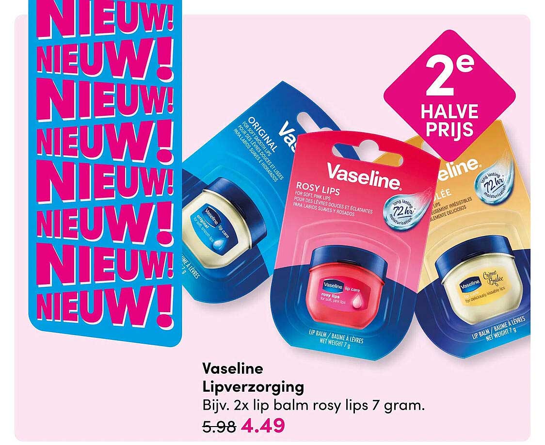 Vaseline Lipverzorging 2e halve prijs