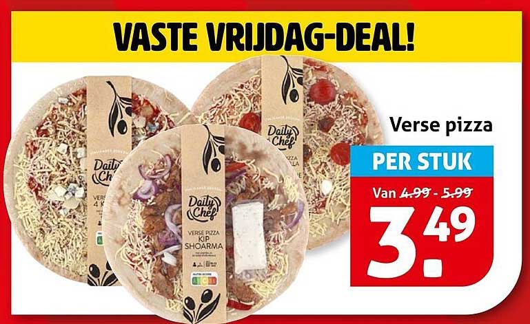 VASTE VRIJDAG-DEAL! Verse pizza PER STUK