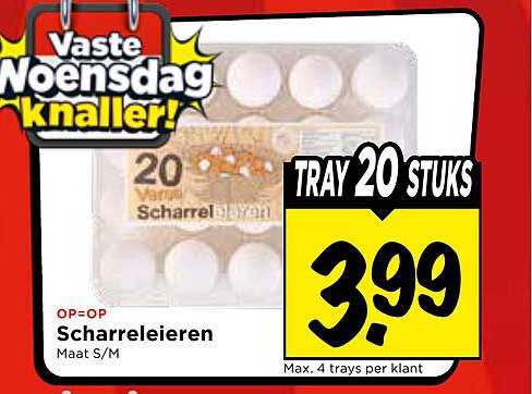 Vaste Woensdagknaller! Scharreleieren Maat S/M TRAY 20 STUKS