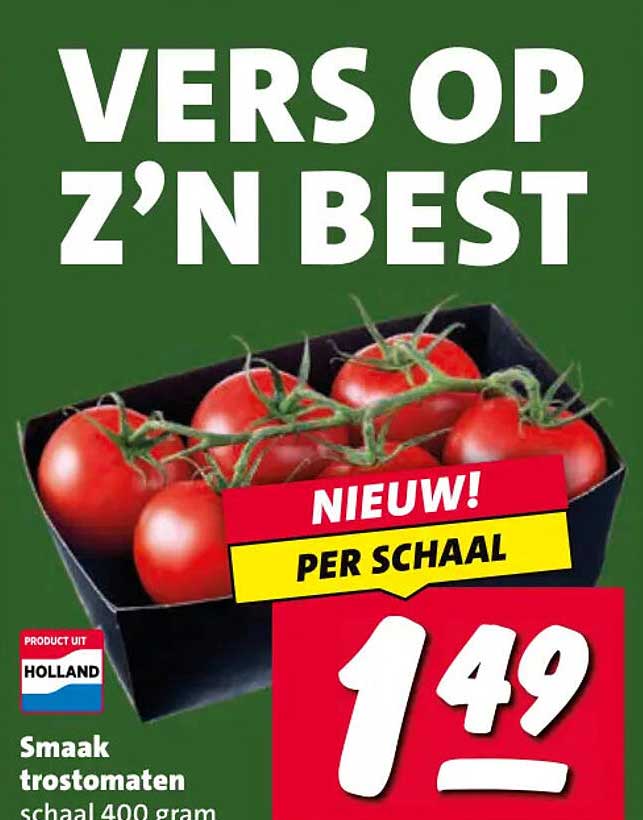 VERS OP Z'N BEST – Smaak trostomaten schaal 400 gram – NIEUW! PER SCHAAL