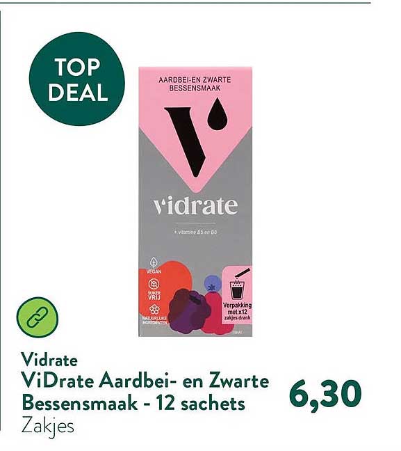 Vidrate ViDrate Aardbei- en Zwarte Bessensmaak - 12 sachets Zakjes