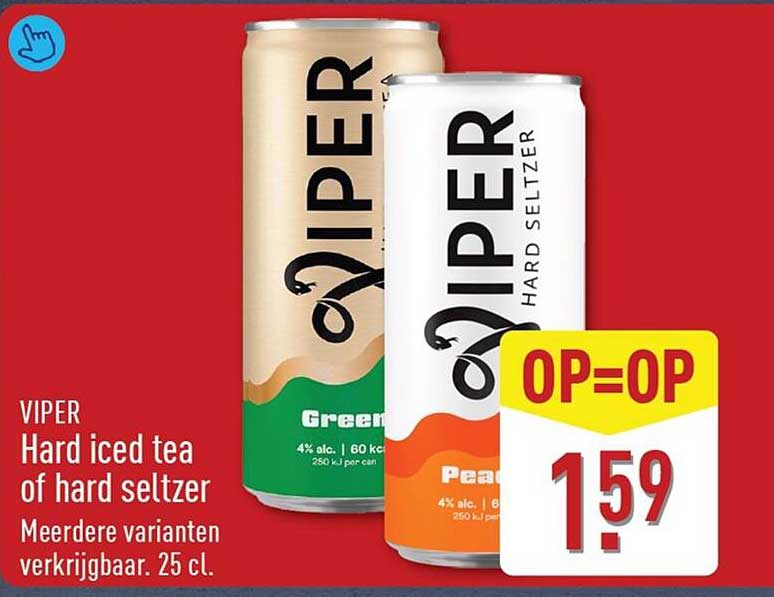 VIPER Hard iced tea of hard seltzer Meerdere varianten verkrijgbaar. 25 cl. OP=OP