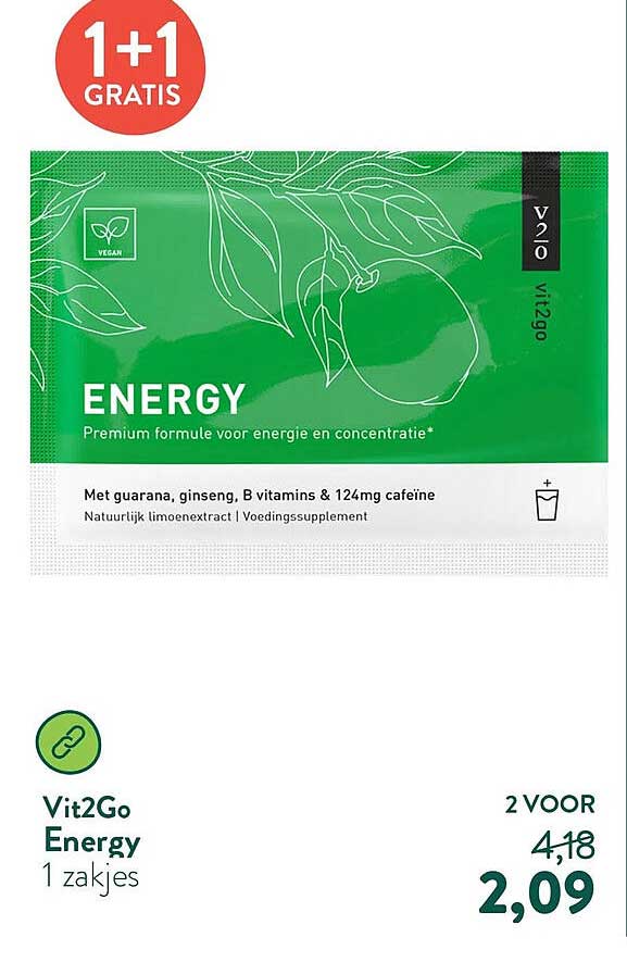 Vit2Go Energy 1 zakjes 1+1 gratis