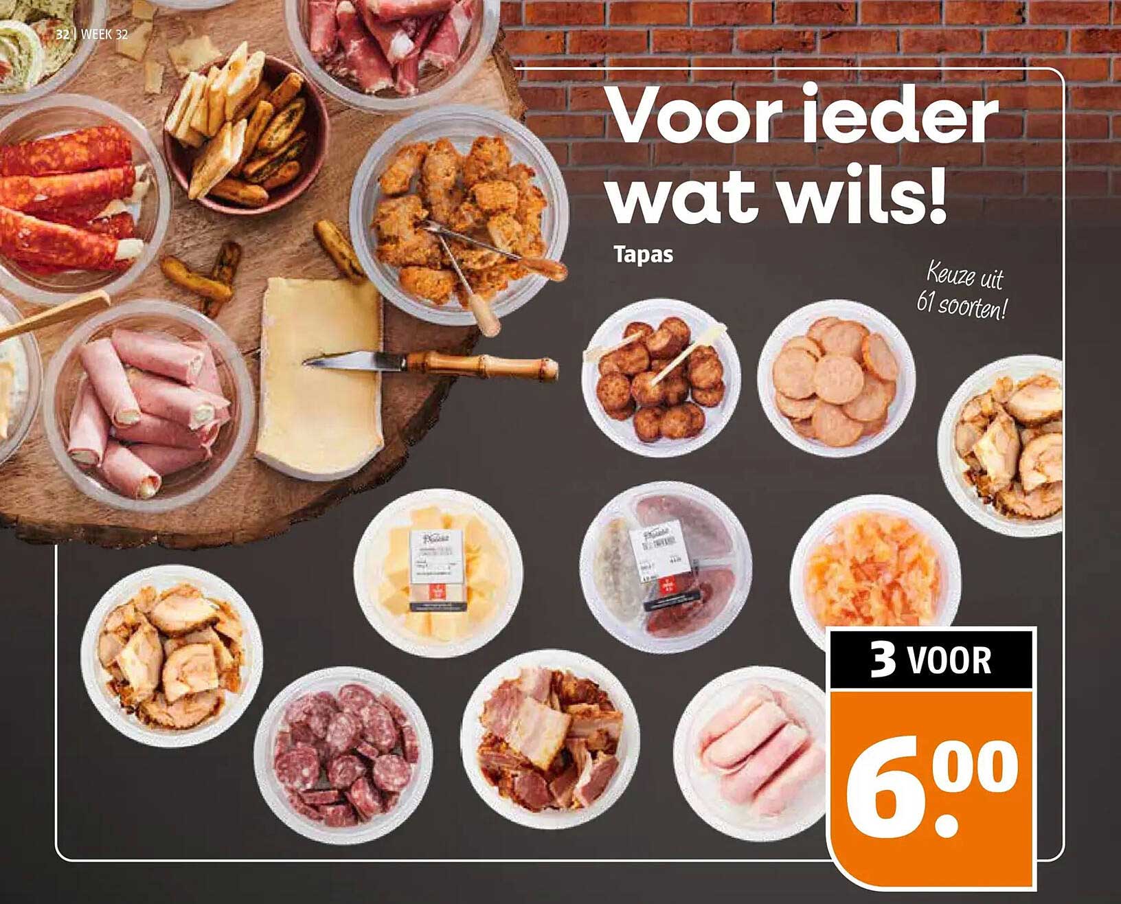 Voor ieder wat wils! Tapas Keuze uit 61 soorten! 3 voor