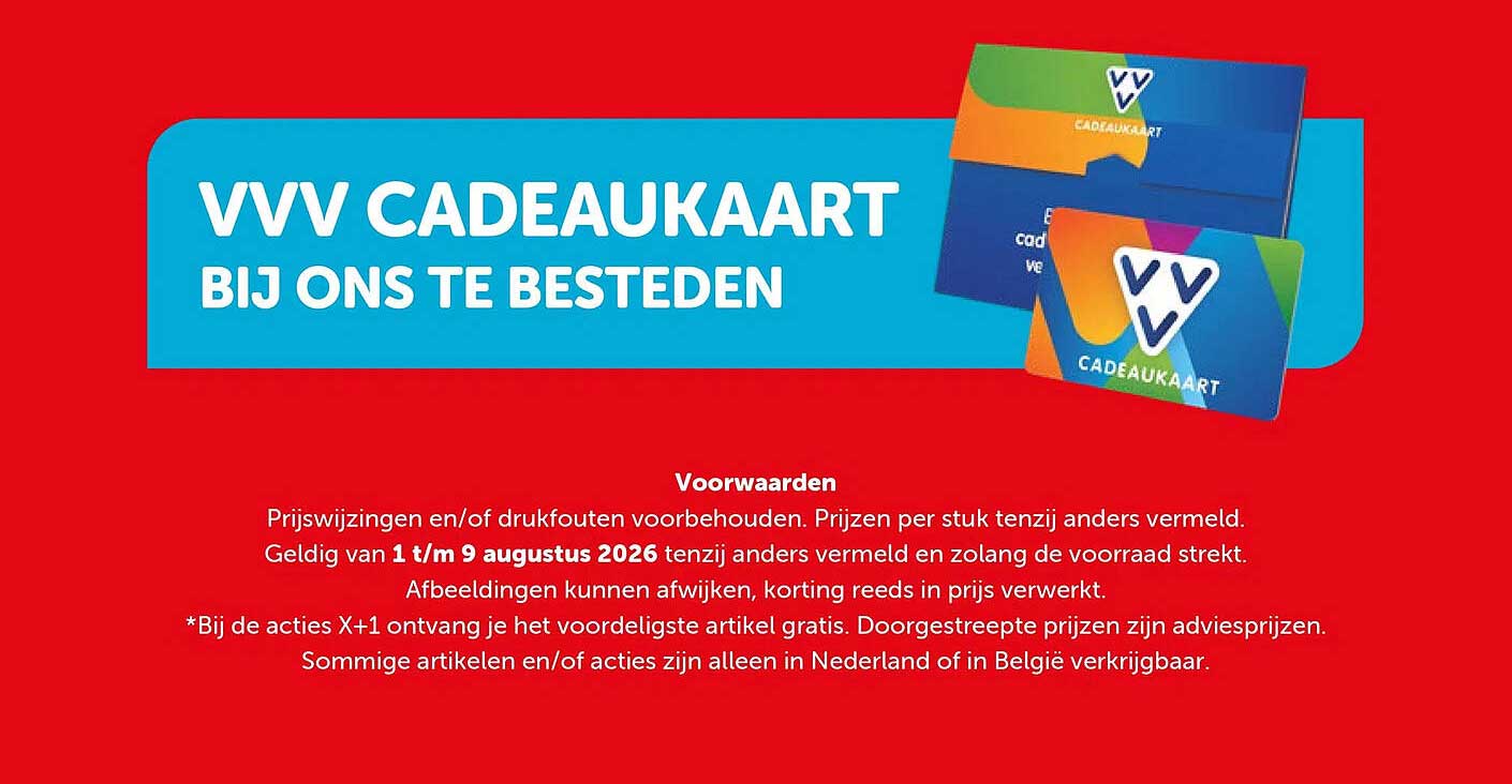 VVV CADEAUKAART BIJ ONS TE BESTEDEN