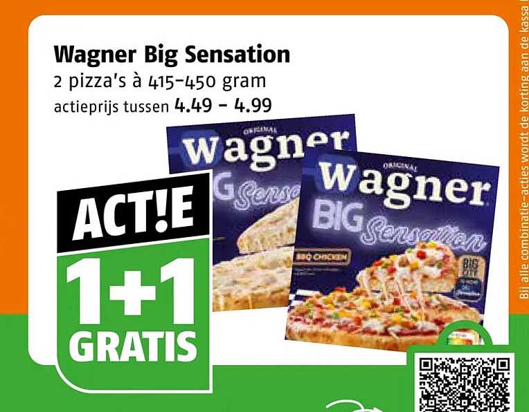 Wagner Big Sensation 2 pizza’s à 415-450 gram 1+1 gratis