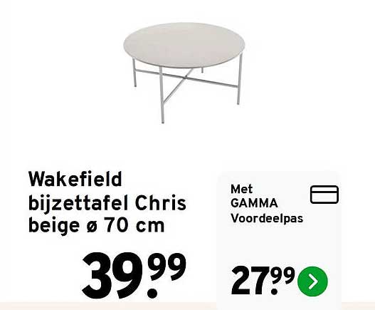 Wakefield bijzettafel Chris beige ø 70 cm