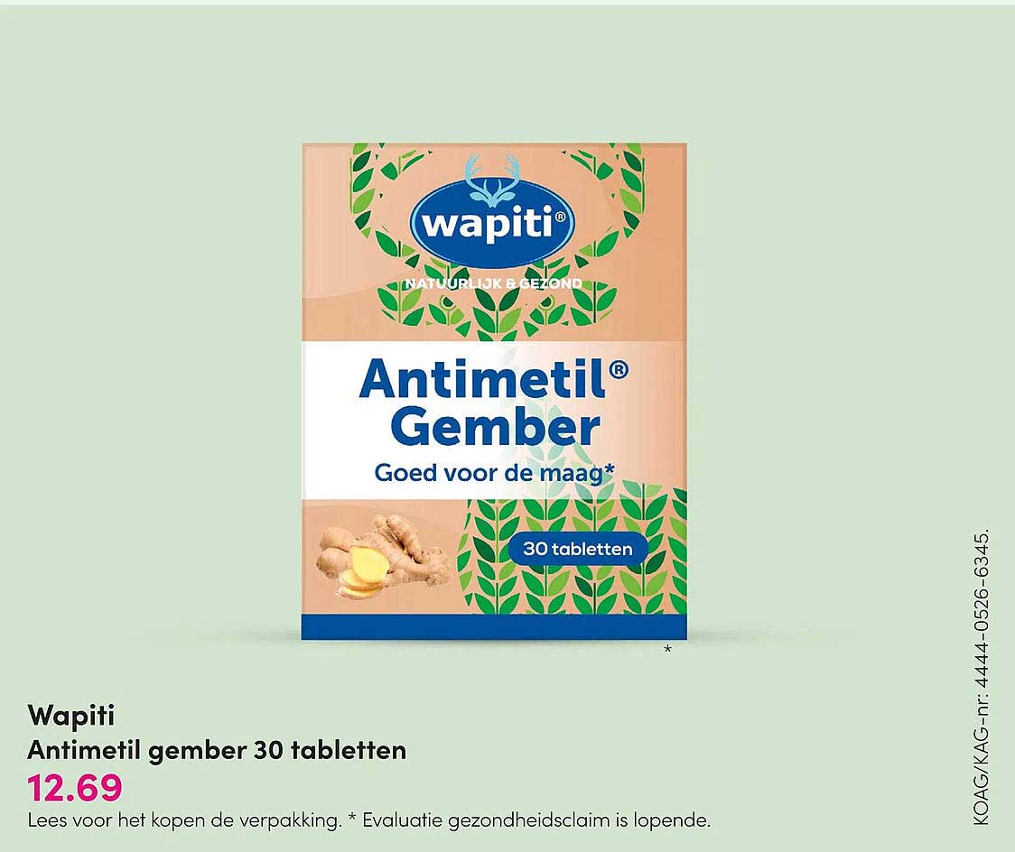 Wapiti Antimetil gember 30 tabletten