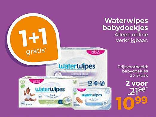 Waterwipes babydoekjes Alleen online verkrijgbaar. 1+1 gratis