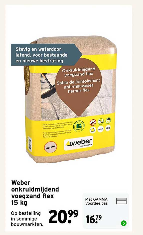 Weber onkruidmijdend voegzand flex 15 kg