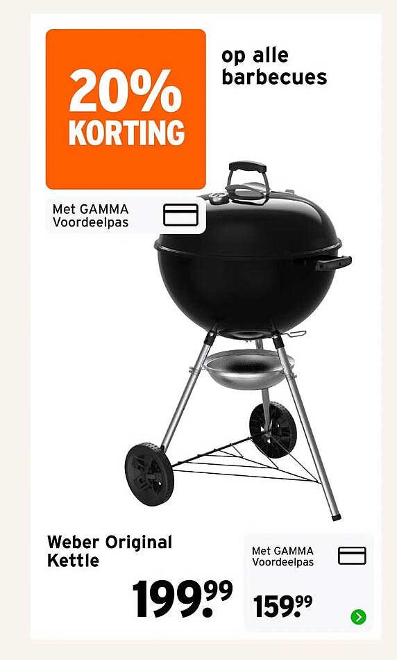 Weber Original Kettle 20% korting op alle barbecues