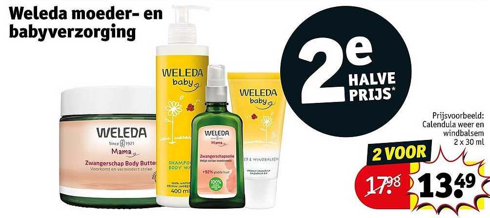 Weleda moeder- en babyverzorging 2e halve prijs