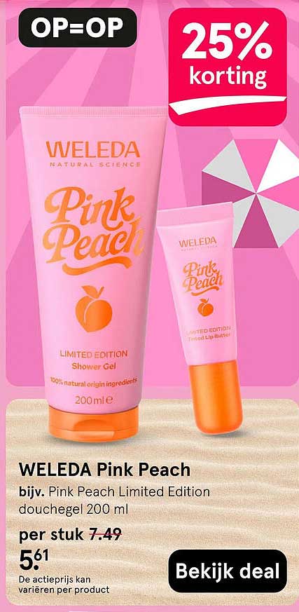 WELEDA Pink Peach - bijv. Pink Peach Limited Edition douchegel 200 ml 25% korting