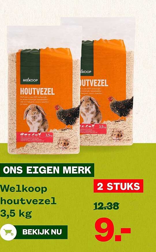 Welkoop houtvezel 3,5 kg 2 STUKS
